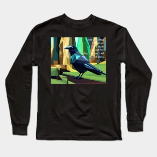 Gratitude mantra with artistic cubist Raven Long Sleeve T-Shirt